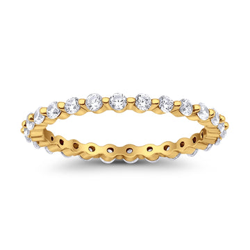 Eternity Stackable Band Round Yellow Tone, Simulated Cubic Zirconia 925 Sterling Silver
